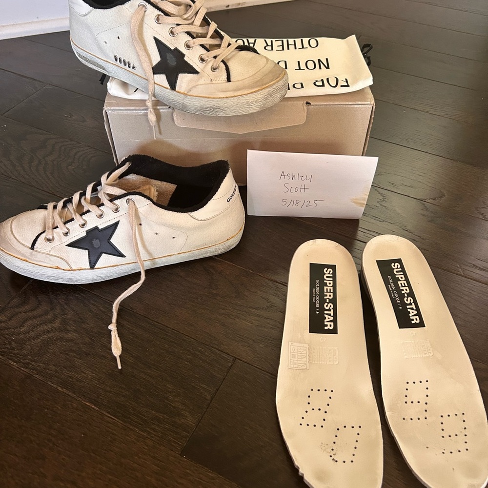 Golden Goose White and Black Athletic Shoes